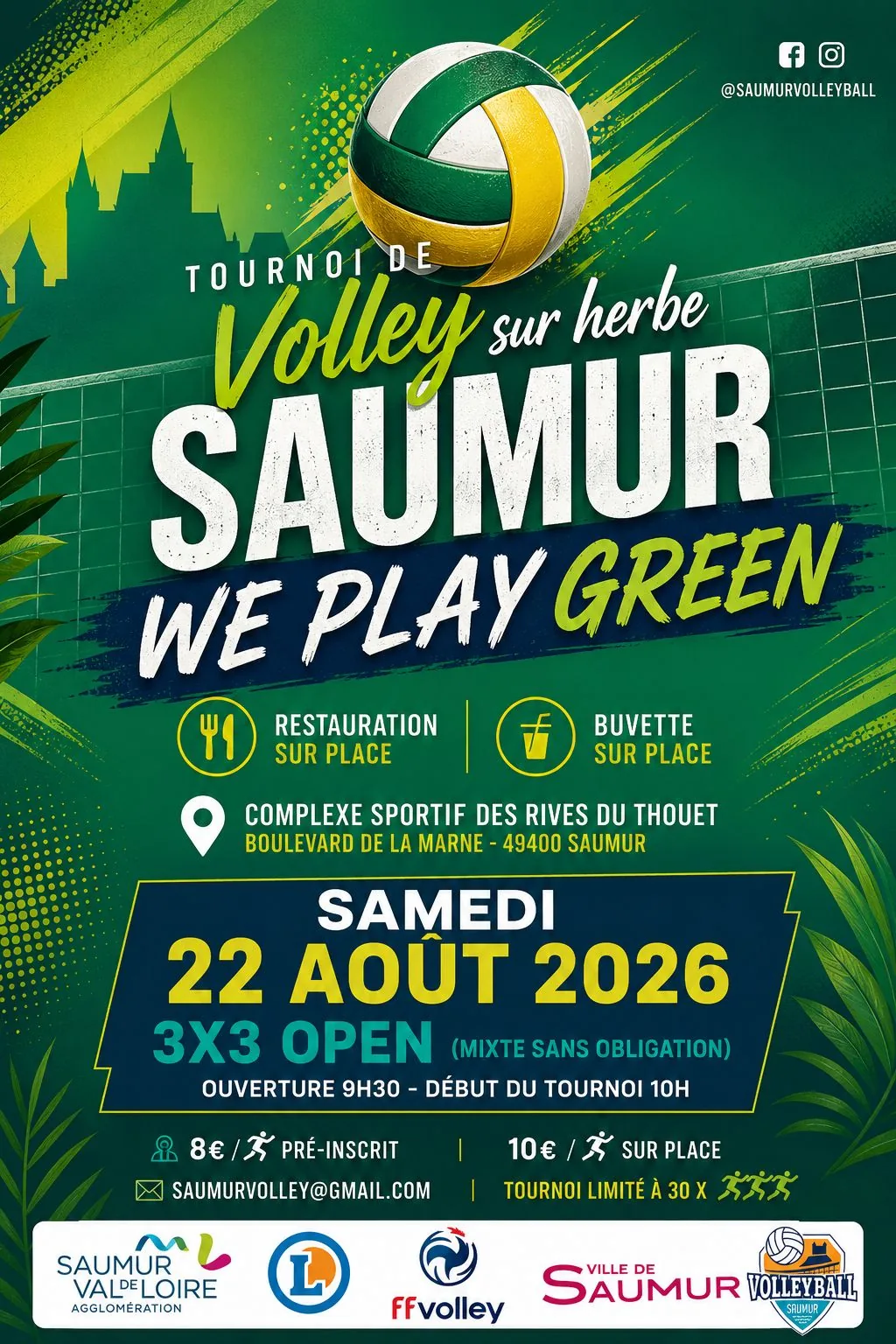 Affiche Tournoi de Volley sur Herbe Saumur 2026